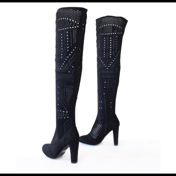 NEW Killer Over The Knee Boots Black Size 6 - Picture 5 of 8